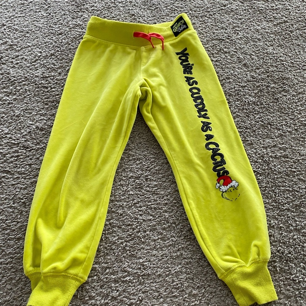 Girls Dr. Seuss Lime Green Grinch Joggers with Red Accent